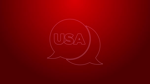 Garis hijau Ikon Hari Kemerdekaan Amerika Serikat terisolasi dengan latar belakang merah. 4 Juli. Negara Amerika Serikat. Animasi grafis gerak Video 4K — Stok Video