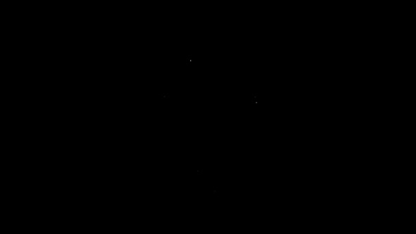 Línea blanca Icono de prismáticos turísticos aislado sobre fondo negro. Telescopio de prismáticos en la plataforma de observación para turistas. Animación gráfica de vídeo 4K — Vídeos de Stock