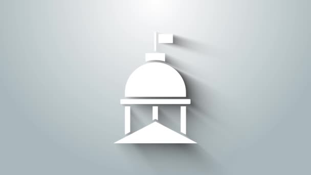 Det hvite hus 'ikon isolert på grå bakgrunn. Washington DC. 4K Video motion grafisk animasjon – stockvideo
