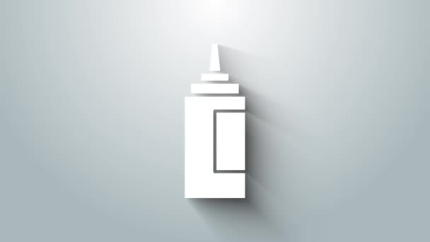 Witte Sauce fles pictogram geïsoleerd op grijze achtergrond. Ketchup, mosterd en mayonaise flessen met saus voor fastfood. 4K Video motion grafische animatie — Stockvideo