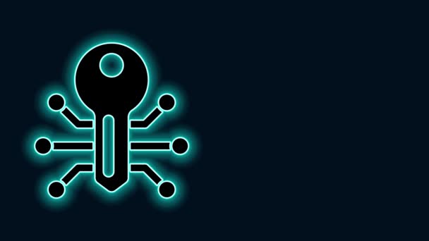 Świecąca neonowa ikona Inteligentny klucz odizolowany na czarnym tle. 4K Animacja graficzna ruchu wideo — Wideo stockowe