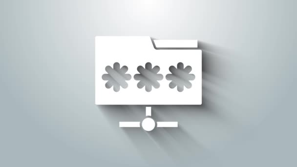 Білий флейтист з іконою сповіщення пароля ізольований на сірому фоні. Кіберзахист. Безпека, безпека, захист. 4K Відеографічна анімація — стокове відео
