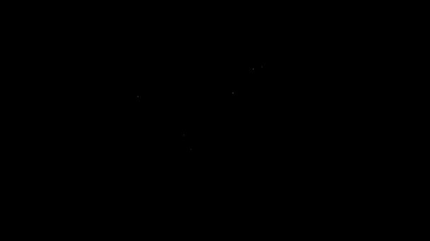 Bílá čára Ikona bezpečnostní kamery izolované na černém pozadí. Grafická animace pohybu videa 4K — Stock video