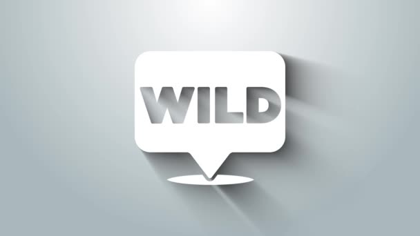Weißer Zeiger auf Wild-West-Ikone auf grauem Hintergrund. Westliches Wegweiser, Hinweistafel, Wegweiser zur Orientierung. 4K Video Motion Grafik Animation — Stockvideo