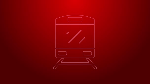 Green line Train icon isolated on red background. Public transportation symbol. Subway train transport. Metro underground. 4K Video motion graphic animation — Stock Video