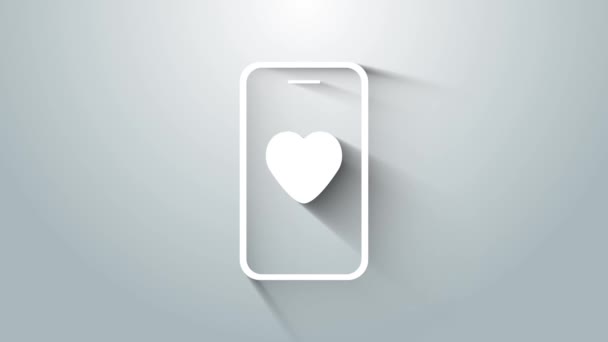 White Online dejting app och chatt ikon isolerad på grå bakgrund. Internationella dagen för lyckliga kvinnor. 4K Video motion grafisk animation — Stockvideo
