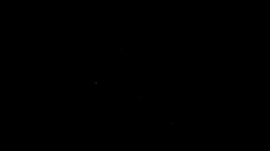 Beyaz çizgi. Siyah arkaplanda kalp ve aşk simgesi ara. İçinde kalp olan büyüteç. 4K Video hareketli grafik canlandırması