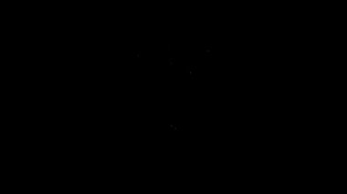 Beyaz çizgi çiçek gül simgesi siyah arkaplanda izole edildi. 4K Video hareketli grafik canlandırması