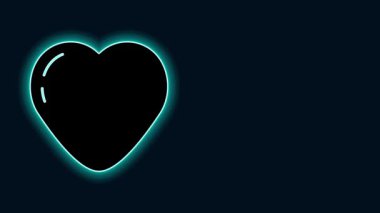 Parlayan neon çizgisi kalp simgesi siyah arkaplanda izole edildi. Romantik sembol, bağlanma, tutku ve düğün. Sevgililer Günü sembolü. 4K Video hareketli grafik canlandırması