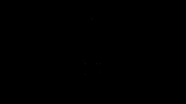 Beyaz çizgi Sıcak hava balonu simgesi siyah arkaplanda izole edildi. Seyahat için hava taşımacılığı. 4K Video hareketli grafik canlandırması