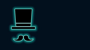 Parlayan neon hattı sihirbaz simgesi siyah arkaplanda izole edildi. 4K Video hareketli grafik canlandırması