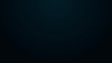 Parlayan neon hattı dondurma ikonu siyah arka planda izole edildi. Güzel sembol. 4K Video hareketli grafik canlandırması