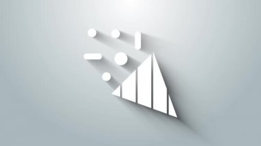 Beyaz Festivalin konfeti ikonu gri arka planda izole edildi. 4K Video hareketli grafik canlandırması