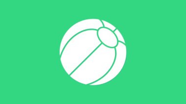 Beyaz Sahildeki top ikonu yeşil arka planda izole edildi. 4K Video hareketli grafik canlandırması