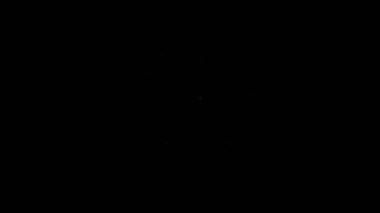 Beyaz çizgi oyuncak tren ikonu siyah arkaplanda izole edildi. 4K Video hareketli grafik canlandırması