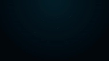 Parlayan neon hattı oyuncak tren simgesi siyah arkaplanda izole edildi. 4K Video hareketli grafik canlandırması