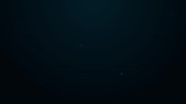 Parlayan neon hattı sirk ikonu siyah arka planda izole edildi. Sirk karavanı, araba tekerleği. 4K Video hareketli grafik canlandırması