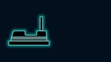 Parlayan neon hattı Bumper araba simgesi siyah arkaplanda izole edildi. Eğlence parkı. Çocuklar için eğlence parkı, eğlence parkı. 4K Video hareketli grafik canlandırması