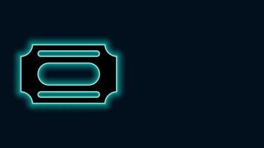Parlayan neon hattı sirk bileti simgesi siyah arka planda izole edildi. Eğlence parkı. 4K Video hareketli grafik canlandırması