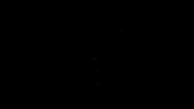 Beyaz çizgi kıyafet ikonu siyah arkaplanda izole edildi. 4K Video hareketli grafik canlandırması