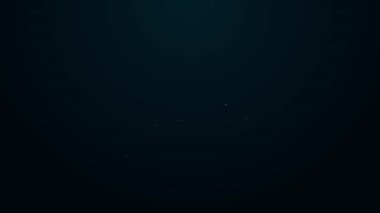 Parlayan neon hat TV masası simgesi siyah arkaplanda izole edildi. 4K Video hareketli grafik canlandırması