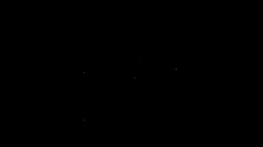 Siyah arkaplanda kitap simgesi olan beyaz çizgi rafı. Raflar işaretli. 4K Video hareketli grafik canlandırması