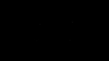 Beyaz çizgi ofis masa simgesi siyah arkaplanda izole edildi. 4K Video hareketli grafik canlandırması