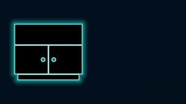 Parlayan neon çizgisi Gardırop simgesi siyah arkaplanda izole edildi. 4K Video hareketli grafik canlandırması
