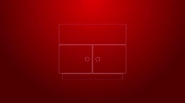 Yeşil çizgi gardırop simgesi kırmızı arkaplanda izole edildi. 4K Video hareketli grafik canlandırması