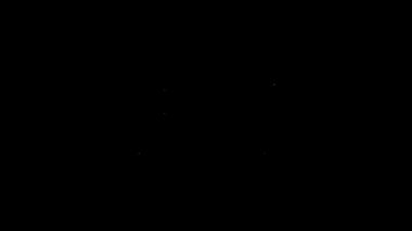 Beyaz çizgi ofis masa simgesi siyah arkaplanda izole edildi. 4K Video hareketli grafik canlandırması