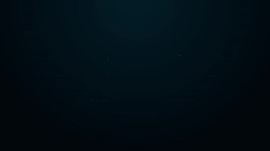 Parlayan neon hattı ofis masa simgesi siyah arkaplanda izole edildi. 4K Video hareketli grafik canlandırması