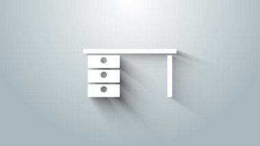 Beyaz Saray masa simgesi gri arkaplanda izole edildi. 4K Video hareketli grafik canlandırması