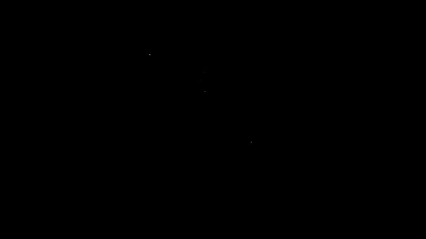 Witte lijn Diamant verlovingsring icoon geïsoleerd op zwarte achtergrond. 4K Video motion grafische animatie — Stockvideo