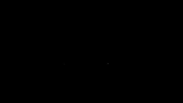 白い線黒の背景に隔離されたハート型のアイコンのキー。バレンタインデー。4Kビデオモーショングラフィックアニメーション — ストック動画