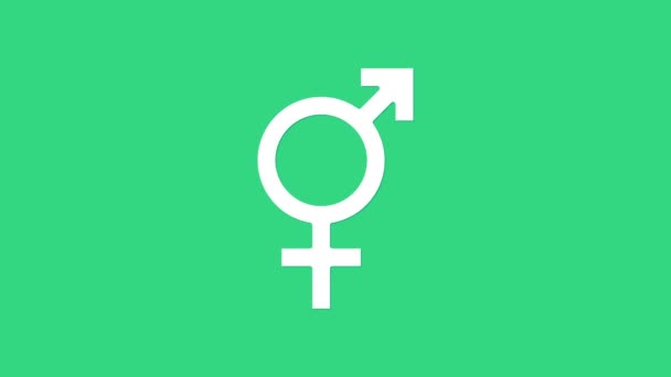 Біла стать ізольована на зеленому фоні. Символи чоловіків і жінок. Символ сексу. 4K Відеографічна анімація — стокове відео