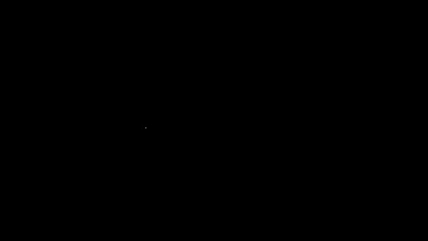 Hvit linje Hjerteikon isolert på svart bakgrunn. Romantisk symbol knyttet sammen, forent, lidenskap og bryllup. Valentinssymbolet. 4K Video motion grafisk animasjon – stockvideo