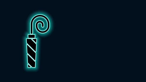 Glowing neon line Birthday party horn icon isolated on black background. 4K Video motion graphic animation — Stock Video