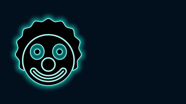 Świecąca neonowa ikona głowy klauna odizolowana na czarnym tle. 4K Animacja graficzna ruchu wideo — Wideo stockowe