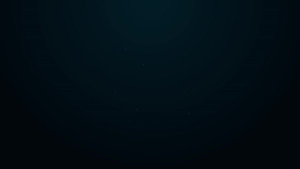 Linea neon incandescente Mano che tiene l'icona delle carte da gioco isolata su sfondo nero. Progettazione del gioco del casinò. Animazione grafica 4K Video motion — Video Stock