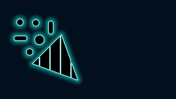 Linha de néon brilhante ícone de confete festivo isolado no fundo preto. Animação gráfica em movimento de vídeo 4K — Vídeo de Stock