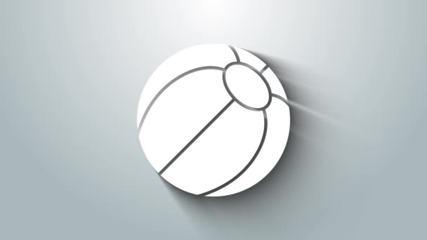 White Beach Ball Symbol isoliert auf grauem Hintergrund. 4K Video Motion Grafik Animation — Stockvideo