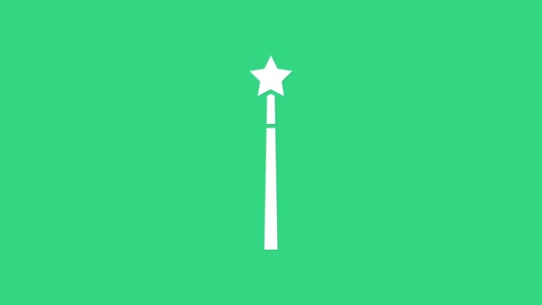 Fehér Varázspálca ikon elszigetelt zöld háttérrel. Csillag alakú mágikus tartozék. Varázserő. 4K Videó mozgás grafikus animáció — Stock videók