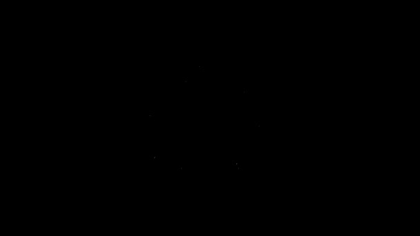 Белая линия Жонглирующий шар значок изолирован на черном фоне. Видеографическая анимация 4K — стоковое видео