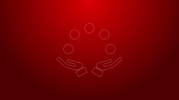 Green line Juggling ball icon isolated on red background. 4K Video motion graphic animation — Stock Video