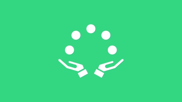 Ikon bola Juggling putih diisolasi dengan latar belakang hijau. Animasi grafis gerak Video 4K — Stok Video