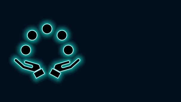 Žhnoucí neonová čára Žonglování míč ikona izolované na černém pozadí. Grafická animace pohybu videa 4K