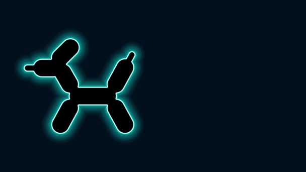 Светящийся неоновая линия Воздушный шар значок собаки изолированы на черном фоне. Видеографическая анимация 4K — стоковое видео