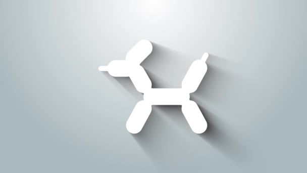 На сером фоне выделена иконка белого шара с собакой. Видеографическая анимация 4K — стоковое видео