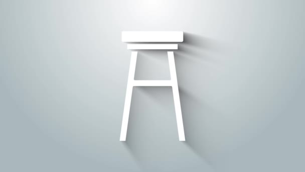 Ikona białego krzesła odizolowana na szarym tle. 4K Animacja graficzna ruchu wideo — Wideo stockowe