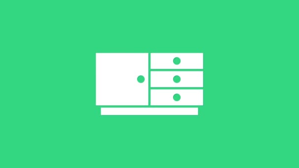 Biała skrzynia ikony szuflad odizolowana na zielonym tle. 4K Animacja graficzna ruchu wideo — Wideo stockowe